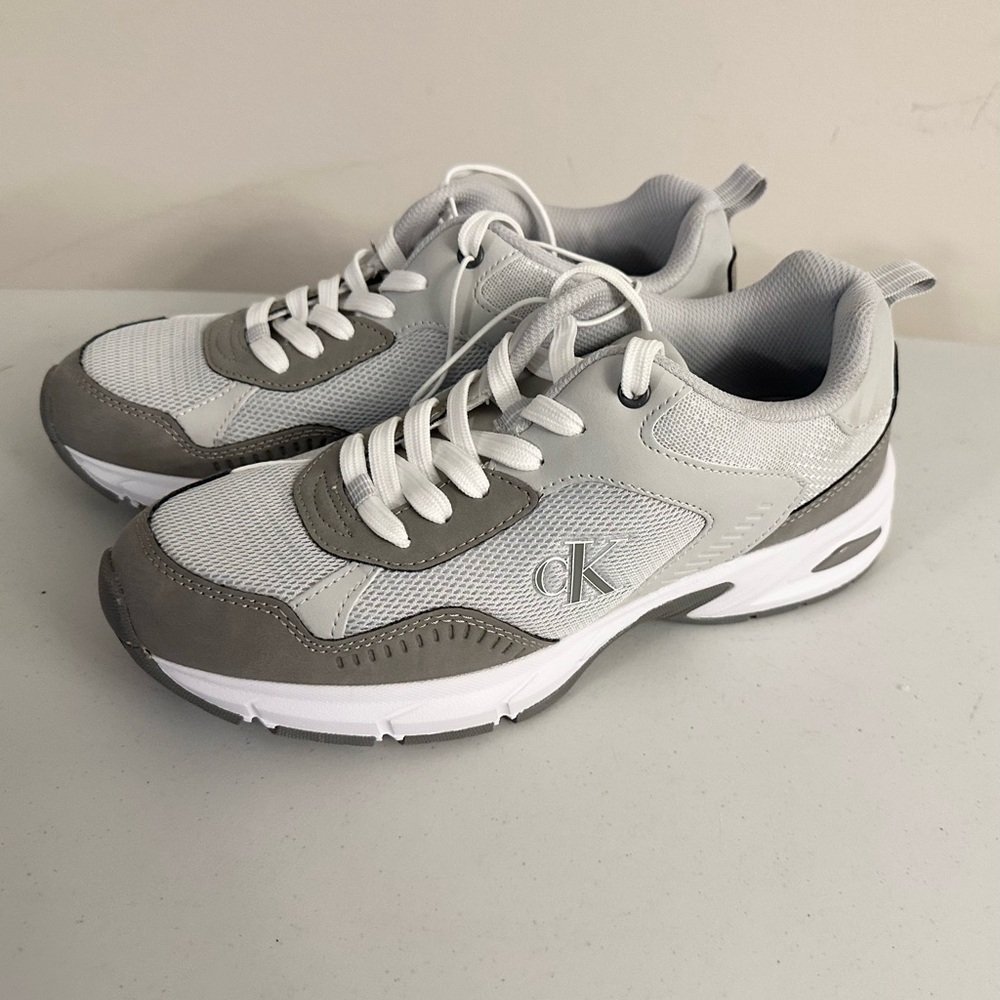 Calvin Klein Gray and White Sneakers
